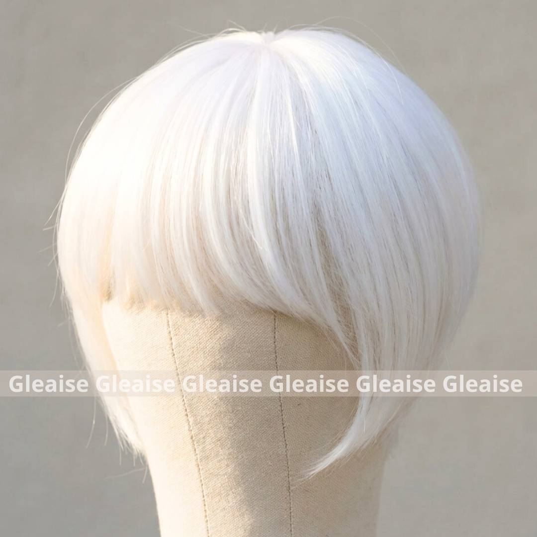 Pure White Topper with Bangs, Ice Snow Blonde Clips Hair Extensions, Comfortable & Breathable - Image 3
